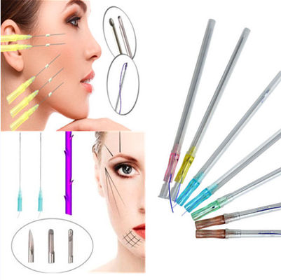 Elevación facial con aguja afilada y contundente Mono Cog doble aguja de hueso de pescado Pdo hilo