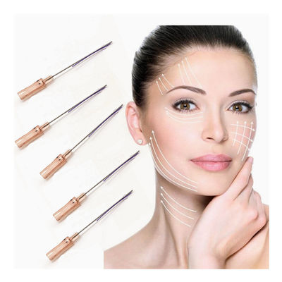 Elevación facial V Line Pdo Filamento de hueso de pescado 18g 100mm 120mm Filamentos de sutura con aguja para la conformación facial Cog Mono