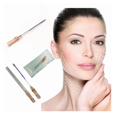 Elevación facial V Line Pdo Filamento de hueso de pescado 18g 100mm 120mm Filamentos de sutura con aguja para la conformación facial Cog Mono