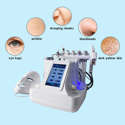 Inyector de oxígeno de 7 en 1 de RF Máscara facial de microcorriente LED Limpieza profunda Máquina de burbujas pequeñas Cuidado de la piel Máquina de hidra dermoabrasión
