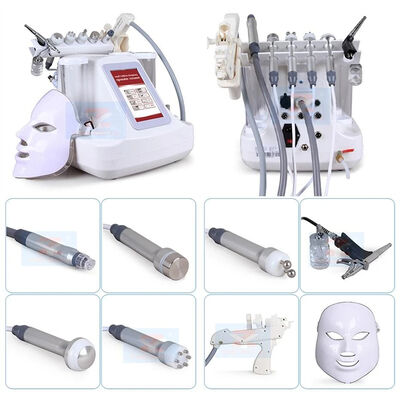 Inyector de oxígeno de 7 en 1 de RF Máscara facial de microcorriente LED Limpieza profunda Máquina de burbujas pequeñas Cuidado de la piel Máquina de hidra dermoabrasión