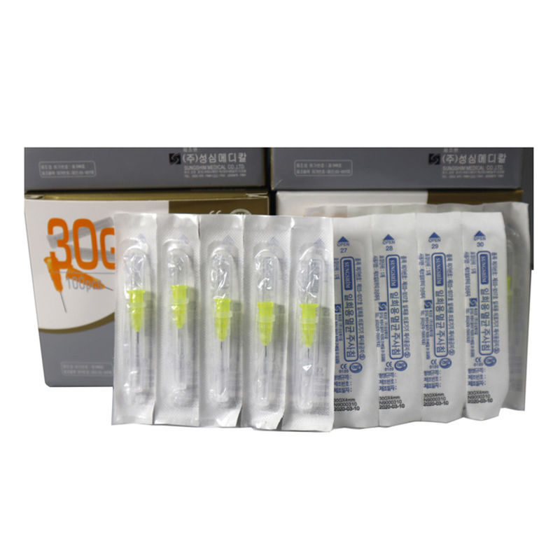30G Meso aguja 4mm longitud 304 acero inoxidable 100pcs / caja para el relleno dérmico