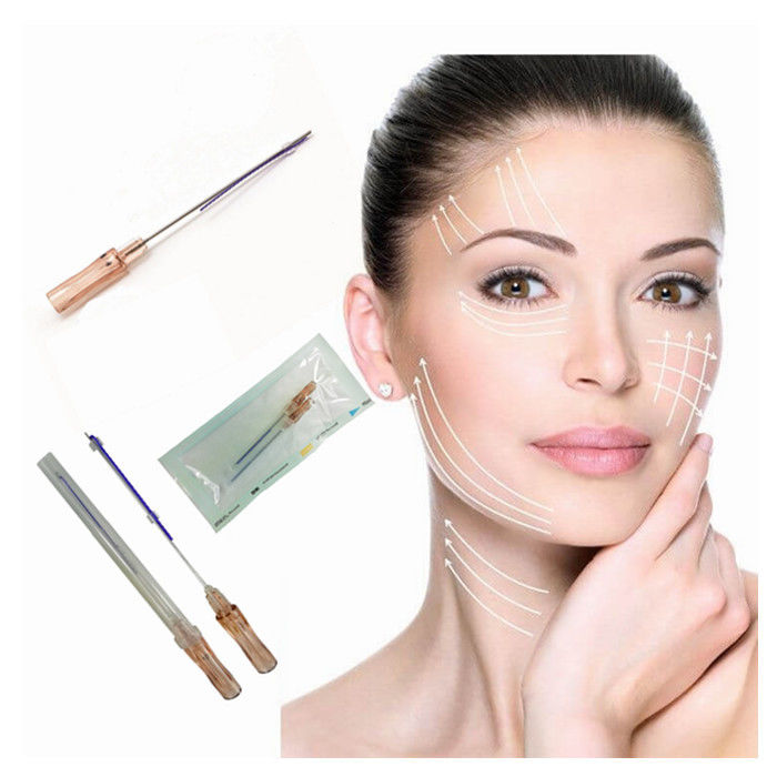 Elevación facial V Line Pdo Filamento de hueso de pescado 18g 100mm 120mm Filamentos de sutura con aguja para la conformación facial Cog Mono